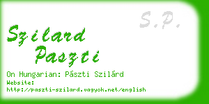 szilard paszti business card